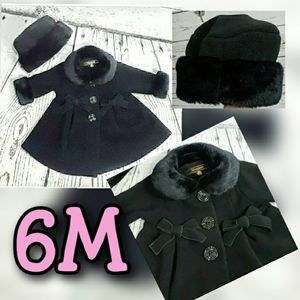Baby Girl Size 6 Months Coat & Hat Set
